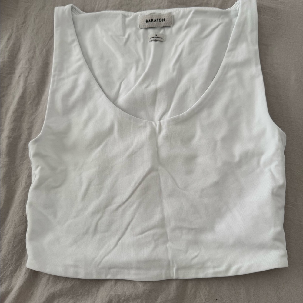 Aritzia Babaton White Cropped Top